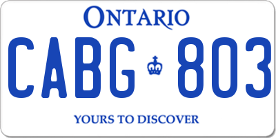 ON license plate CABG803