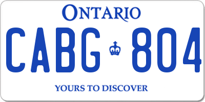 ON license plate CABG804