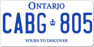 ON license plate CABG805