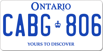 ON license plate CABG806