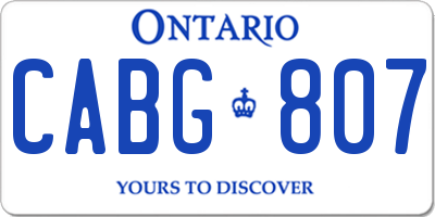 ON license plate CABG807