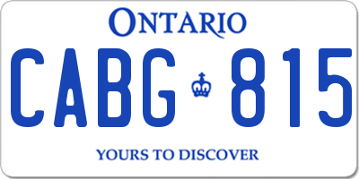 ON license plate CABG815