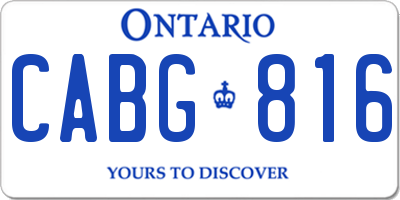 ON license plate CABG816