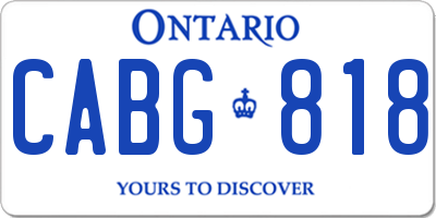 ON license plate CABG818