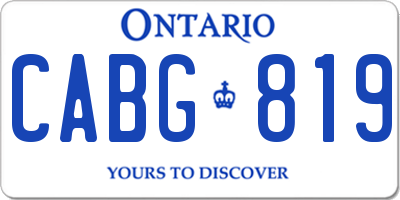 ON license plate CABG819