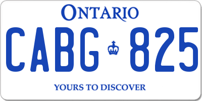 ON license plate CABG825