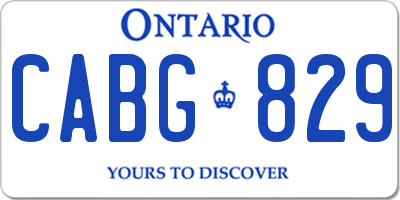 ON license plate CABG829