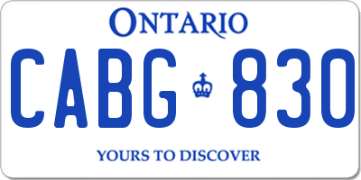 ON license plate CABG830