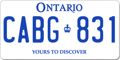 ON license plate CABG831