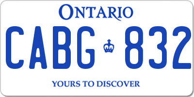 ON license plate CABG832