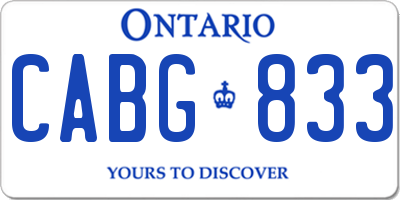 ON license plate CABG833