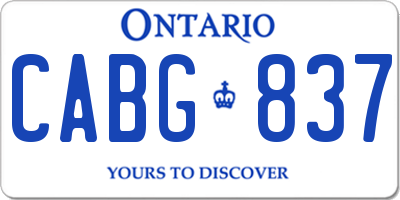 ON license plate CABG837