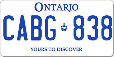 ON license plate CABG838