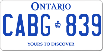 ON license plate CABG839