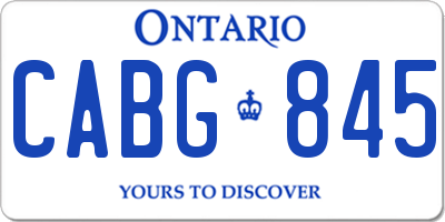 ON license plate CABG845