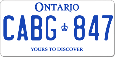 ON license plate CABG847