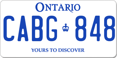 ON license plate CABG848