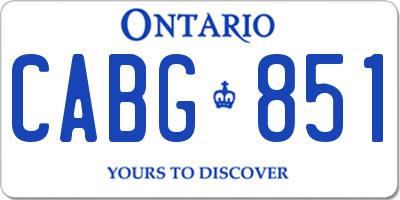 ON license plate CABG851