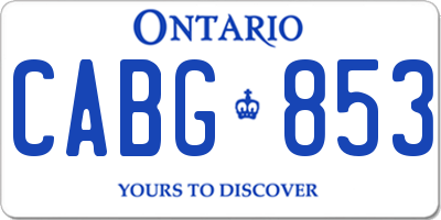 ON license plate CABG853