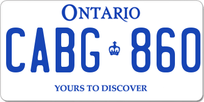 ON license plate CABG860