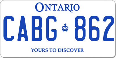 ON license plate CABG862