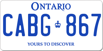 ON license plate CABG867