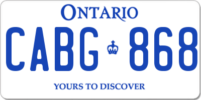 ON license plate CABG868