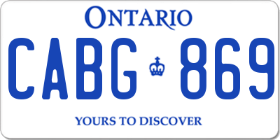 ON license plate CABG869