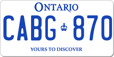 ON license plate CABG870