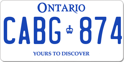 ON license plate CABG874