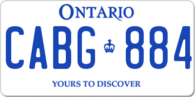 ON license plate CABG884