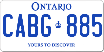 ON license plate CABG885