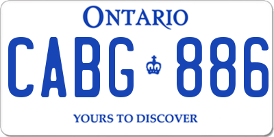 ON license plate CABG886