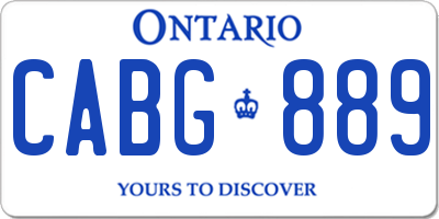 ON license plate CABG889