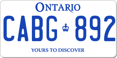 ON license plate CABG892