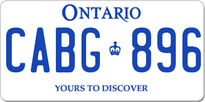 ON license plate CABG896