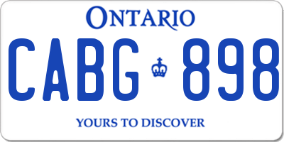 ON license plate CABG898