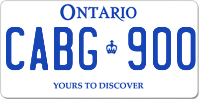 ON license plate CABG900