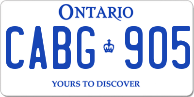 ON license plate CABG905