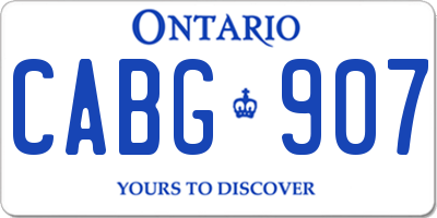 ON license plate CABG907