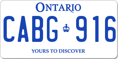 ON license plate CABG916