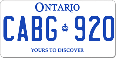 ON license plate CABG920