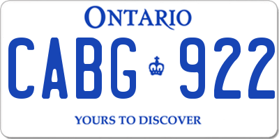 ON license plate CABG922