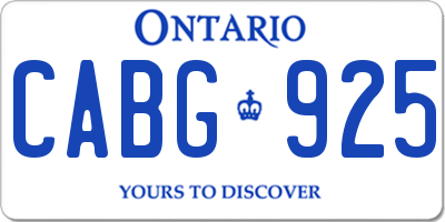 ON license plate CABG925