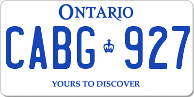 ON license plate CABG927