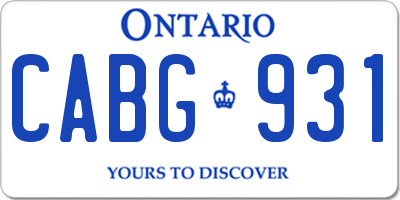 ON license plate CABG931