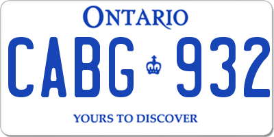 ON license plate CABG932