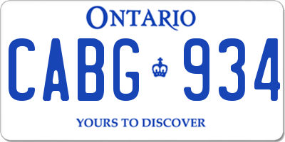 ON license plate CABG934