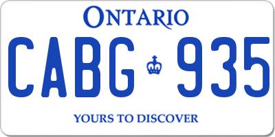 ON license plate CABG935