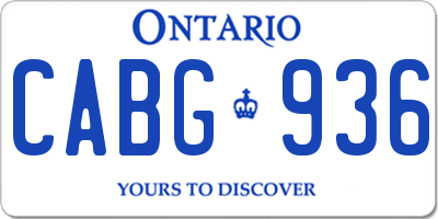 ON license plate CABG936